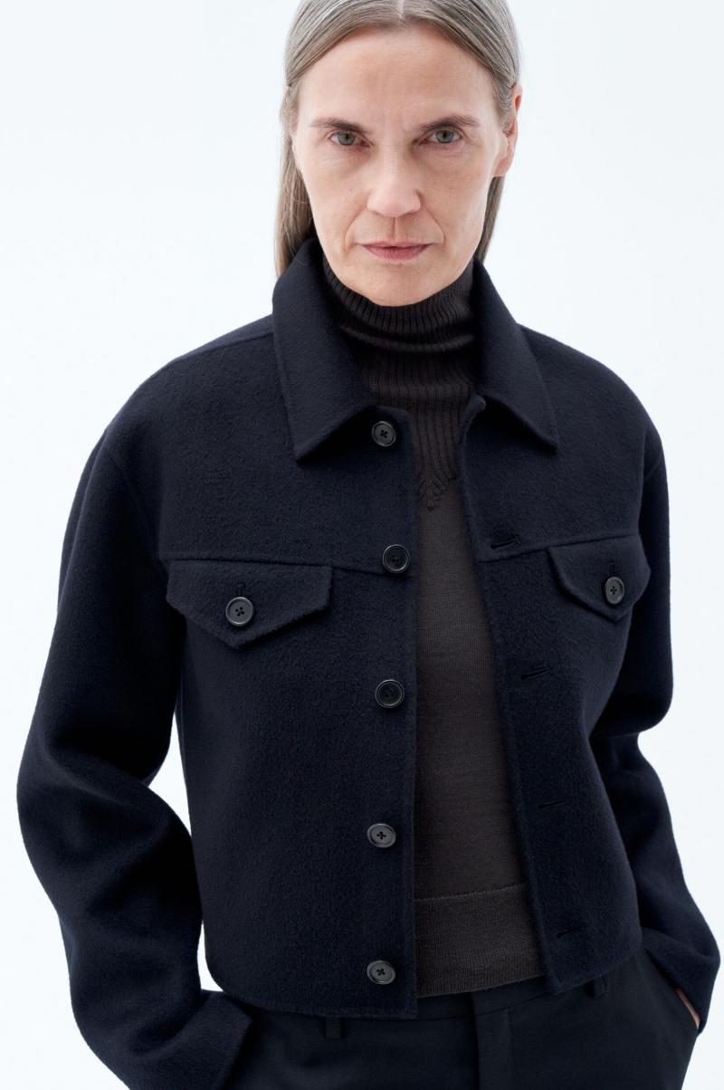 Buitenkleding Dames Filippa K Milieuvriendelijk Black Short Wool Cashmere Jacket - 2