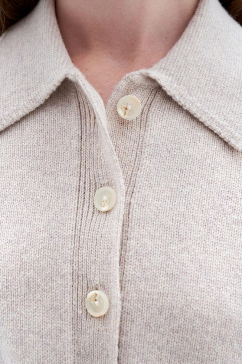 Knitwear Filippa K Populariteit Collar Cropped Cardigan Dames Light Taupe Melange - 2