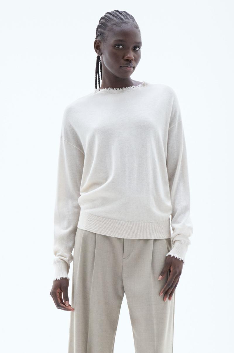 Knitwear Dames Mode Ivory Filippa K Frayed R-Neck Top