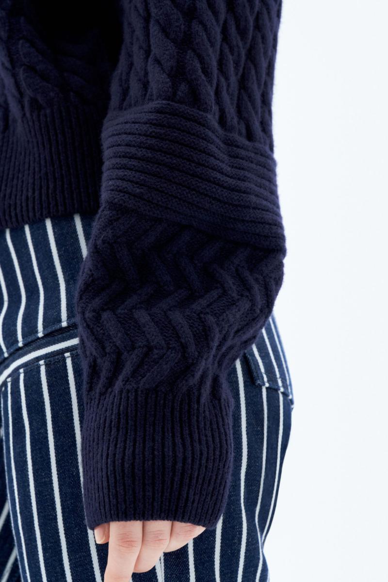 Boxy Braided Sweater Filippa K Dames Aanbieding Knitwear Navy - 1