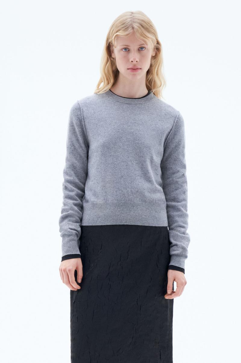 Filippa K 93 Inside-Out Sweater Dames Verkopen Mid Grey Melange Knitwear