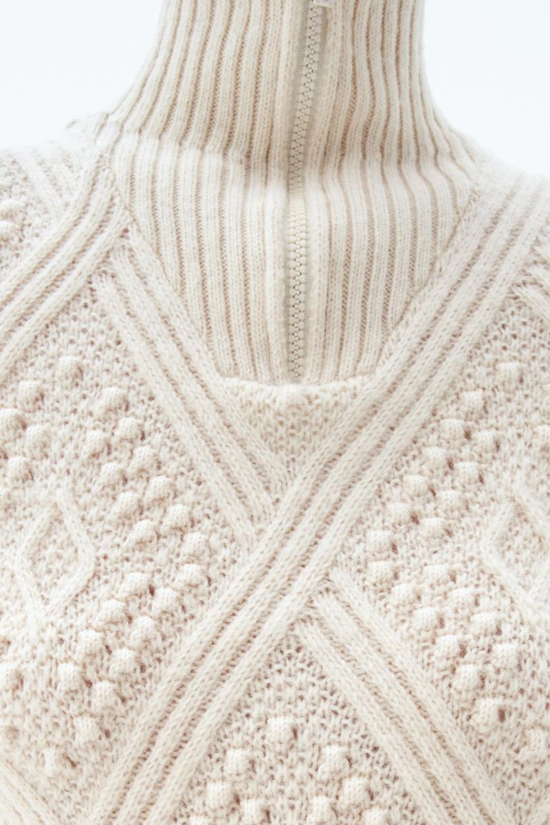 Filippa K Exclusief Knitwear Geruite Trui Met Rits Dames Winter White - 1