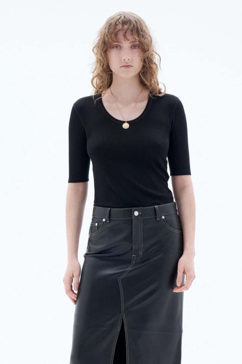 Black Goedkoop Transparant Wollen T-Shirt Dames Filippa K Knitwear