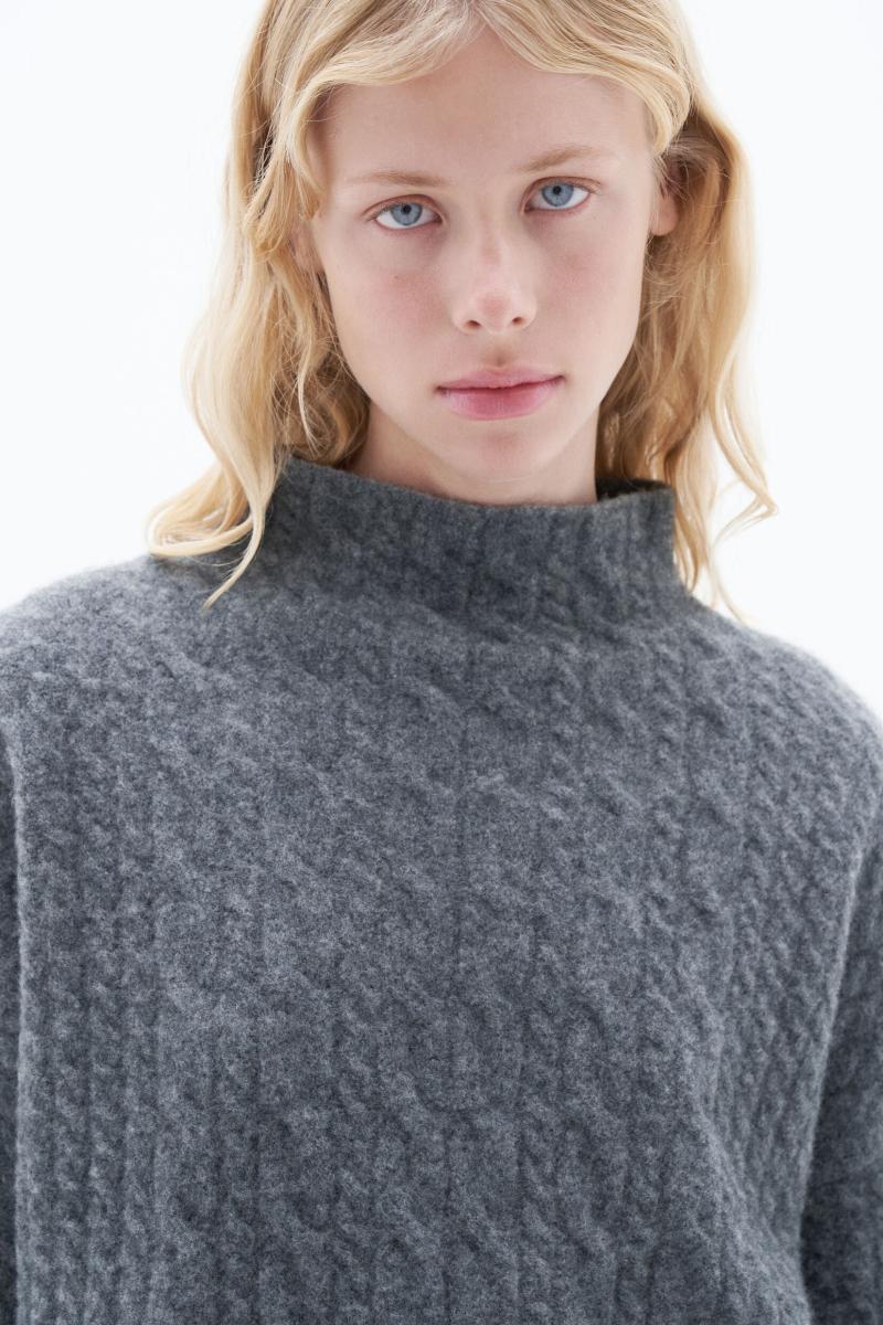 Mid Grey Melange Beoordelingen Knitwear Mika Braid Sweater Dames Filippa K - 3