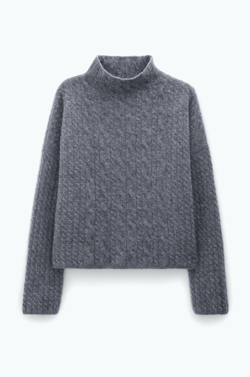 Mid Grey Melange Beoordelingen Knitwear Mika Braid Sweater Dames Filippa K - 4