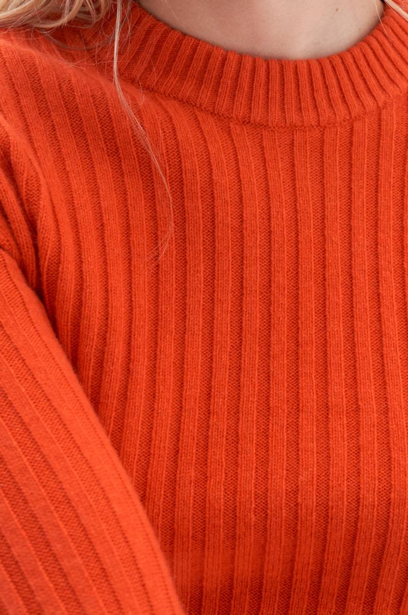 Red Orange Filippa K Kortingsprijs Wollen Geribde Trui Knitwear Dames - 1