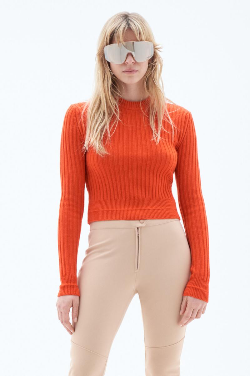 Red Orange Filippa K Kortingsprijs Wollen Geribde Trui Knitwear Dames