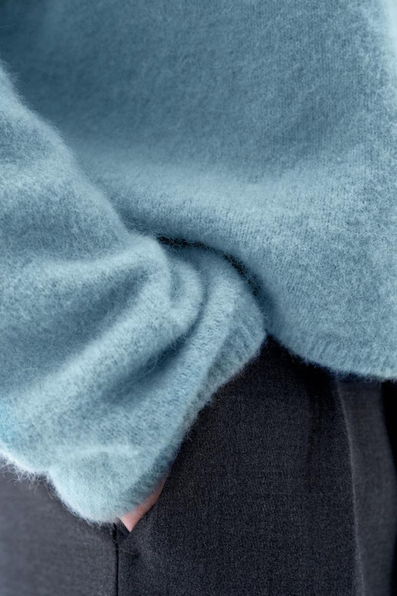 Dames Filippa K Blue Melange Hoge Kwaliteit Knitwear Mika Yak Funnelneck Sweater - 2