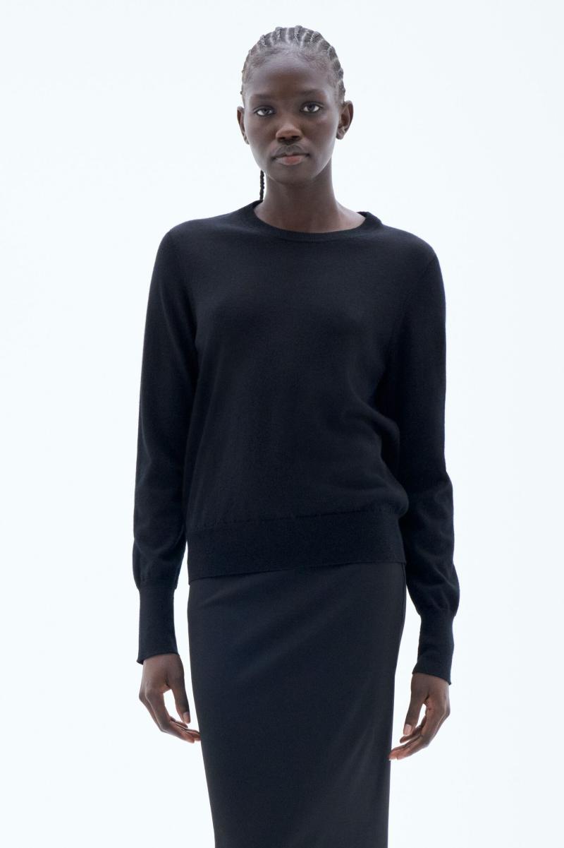 Dames Filippa K Merino R-Neck Sweater Black Knitwear Kopen