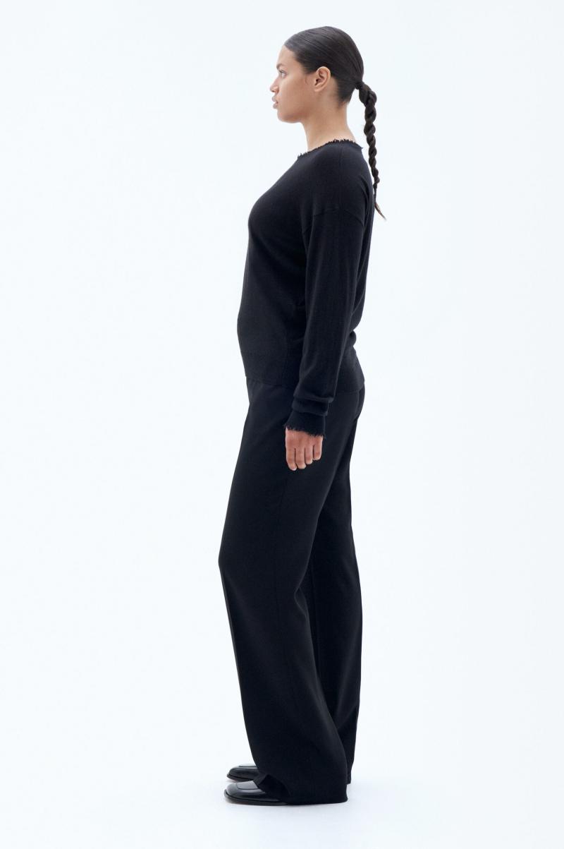 Knitwear Filippa K Dames Black Streetwear Frayed R-Neck Top - 1
