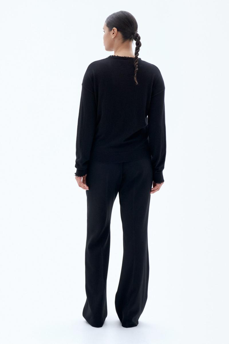 Knitwear Filippa K Dames Black Streetwear Frayed R-Neck Top - 3