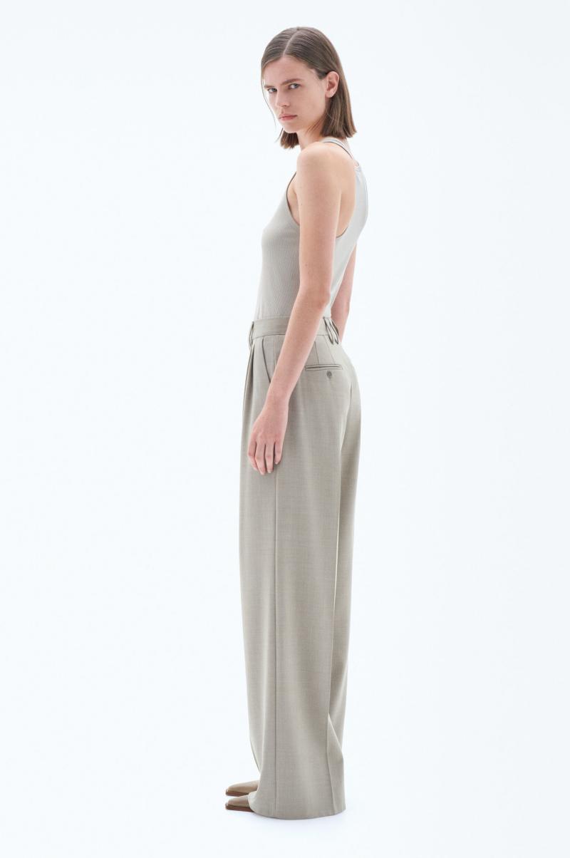 Sage Melange Filippa K Dames Darcey Wool Trousers Mode Broeken - 1
