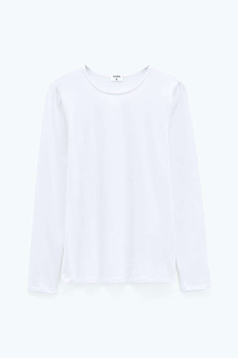 Dames Tops Filippa K Cotton Stretch Long Sleeve Winkel White - 3