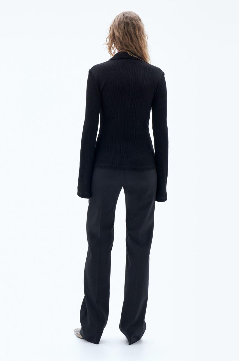 Filippa K Black Shirt Van Gewafelde Jersey Mode Dames Tops - 2