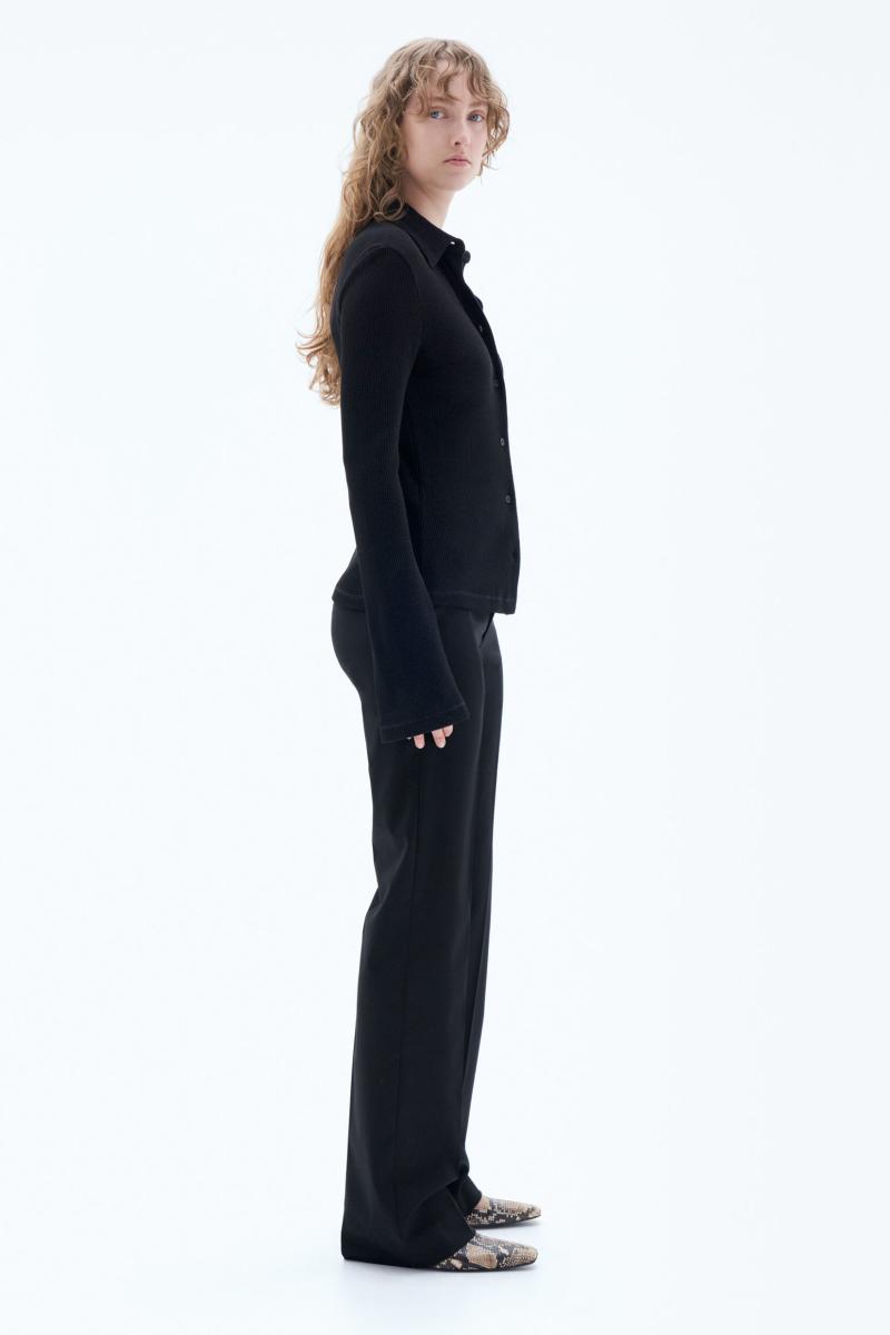 Filippa K Black Shirt Van Gewafelde Jersey Mode Dames Tops - 3