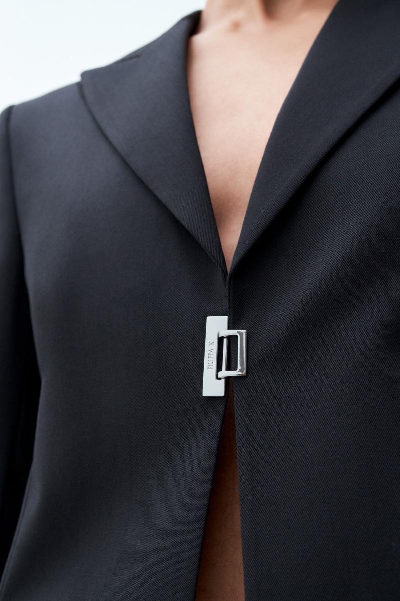 Filippa K Dames Black Luxe Tailoring Single-Breasted Blazer - 1