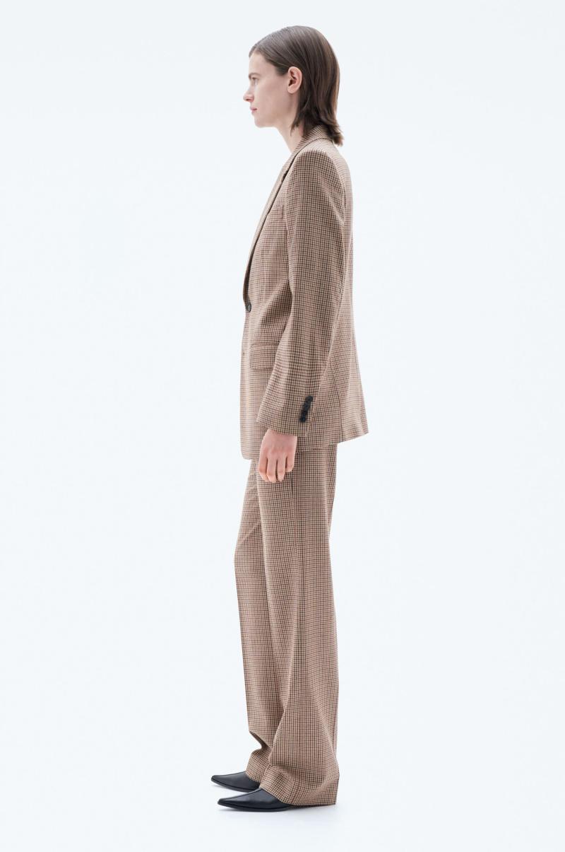 Sand Beige/Brown Check Single-Breasted Blazer Tailoring Dames Aanpasbaarheid Filippa K - 3