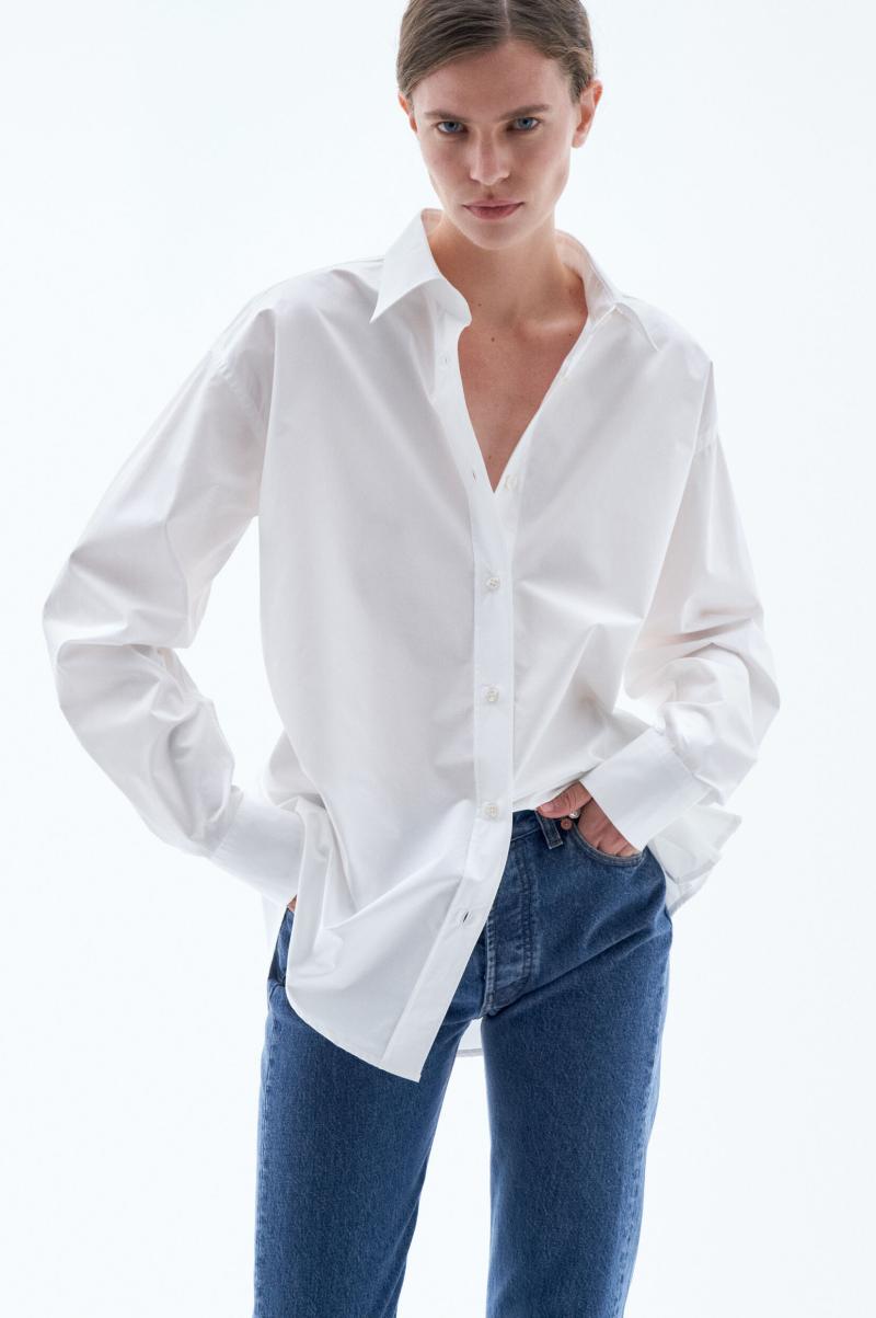 White Dames Filippa K Duurzaam Overhemden Cotton Poplin Shirt - 2