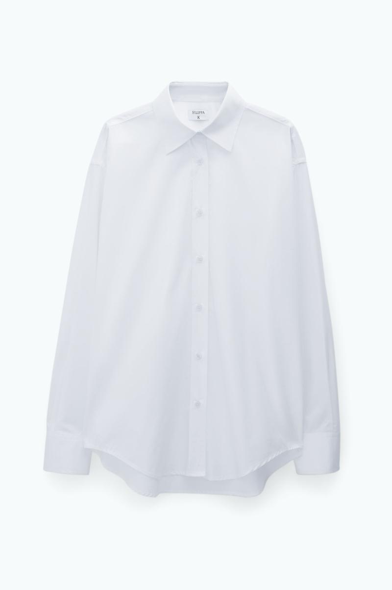 White Dames Filippa K Duurzaam Overhemden Cotton Poplin Shirt - 4