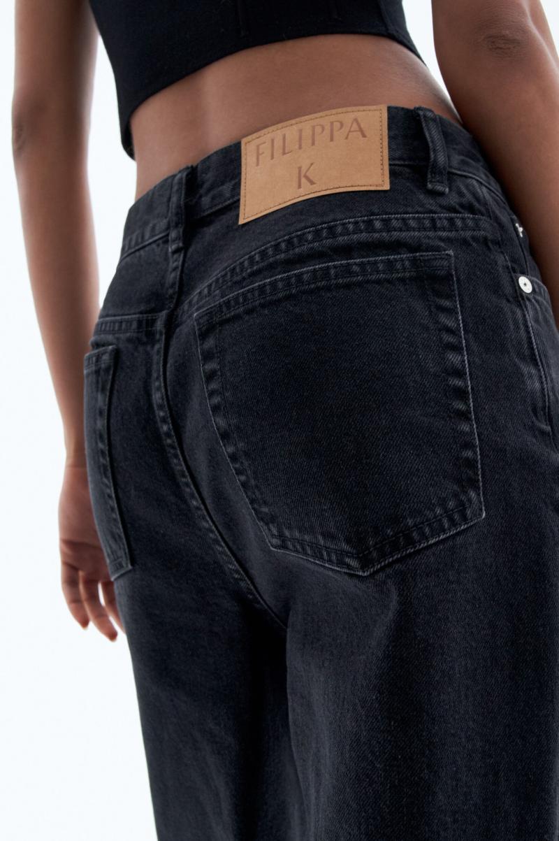 Filippa K Dames Charcoal Black Denim Baggy Taps Toelopende Jeans Marktprijs - 2