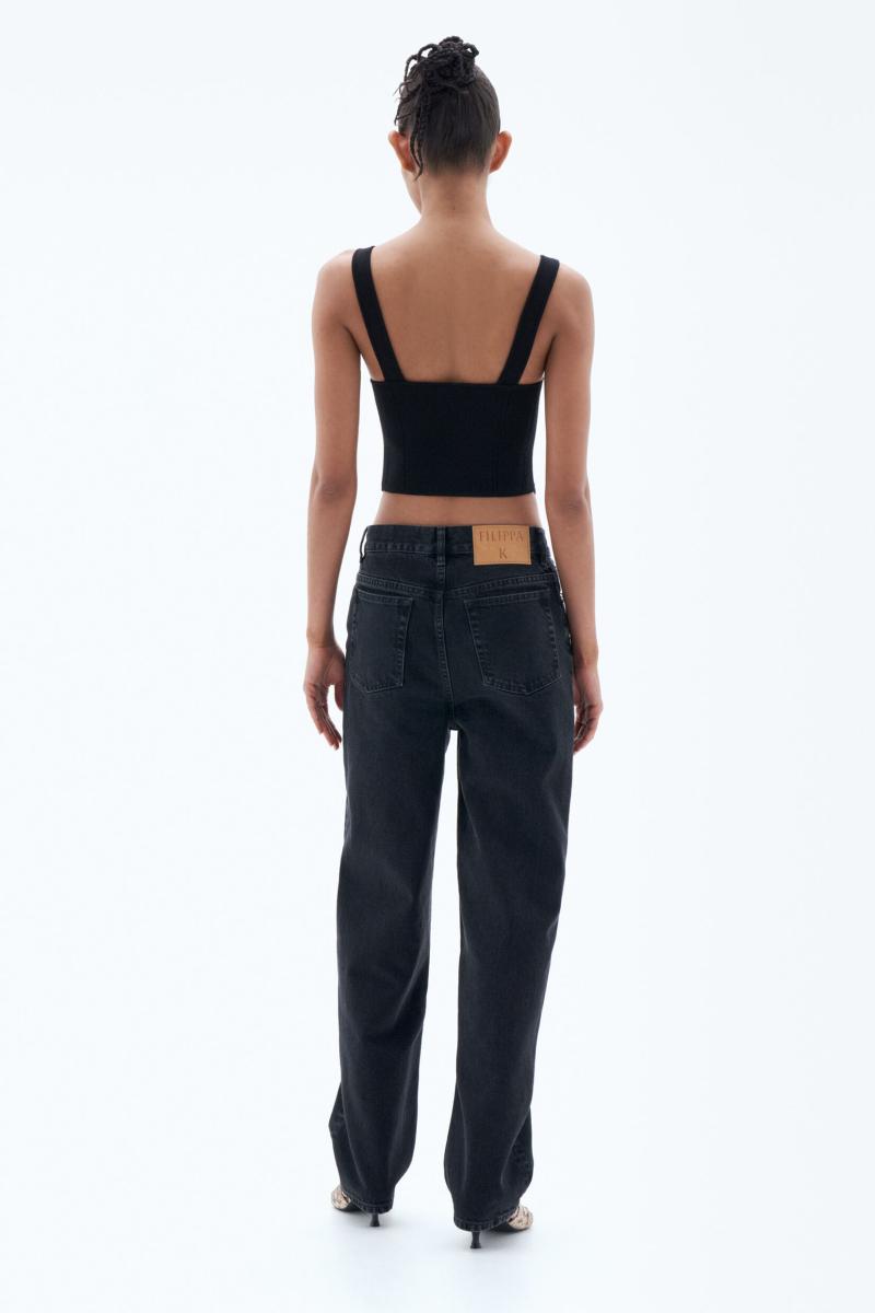 Filippa K Dames Charcoal Black Denim Baggy Taps Toelopende Jeans Marktprijs - 3