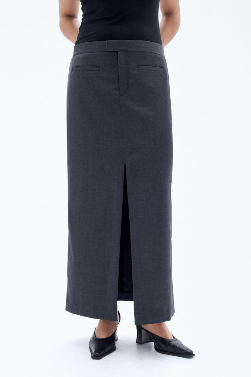 Rokken & Shorts Dames Filippa K Dk. Grey Mel. Speciale Aanbieding Long Tailored Skirt - 4