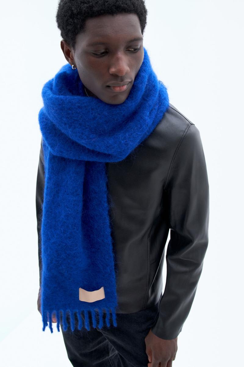 Dames Electric Blue Afgeprijsd Filippa K Mutsen En Sjaals Colorblock Bouclé-Sjaal - 4