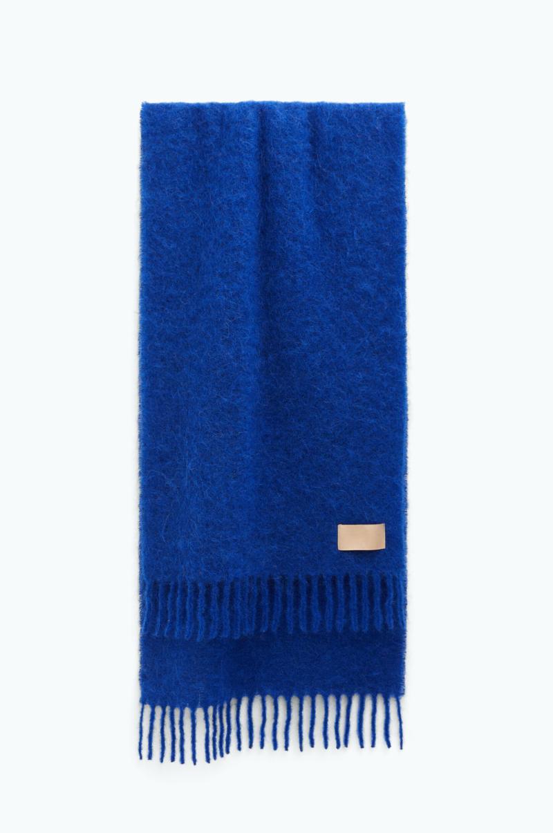 Dames Electric Blue Afgeprijsd Filippa K Mutsen En Sjaals Colorblock Bouclé-Sjaal