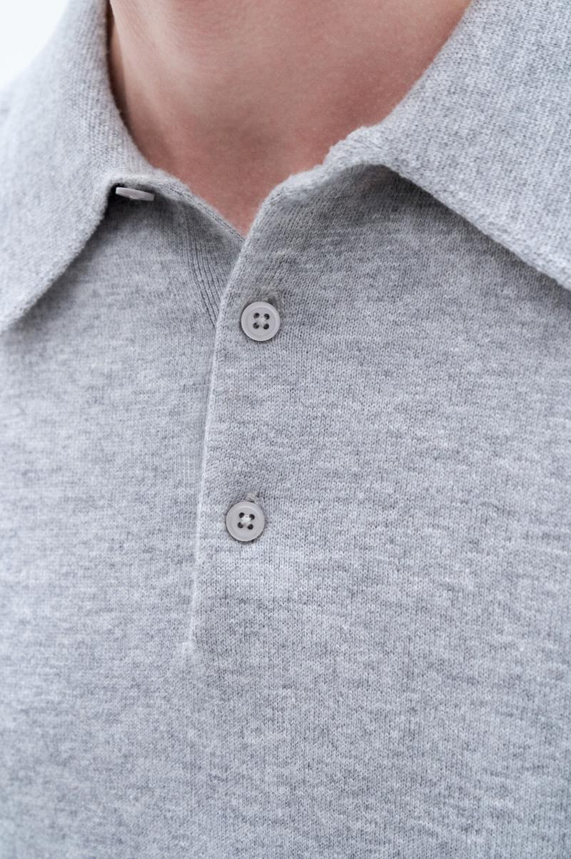 Knitwear Nieuw Filippa K Light Grey Melange Knitted Polo Shirt Heren - 1
