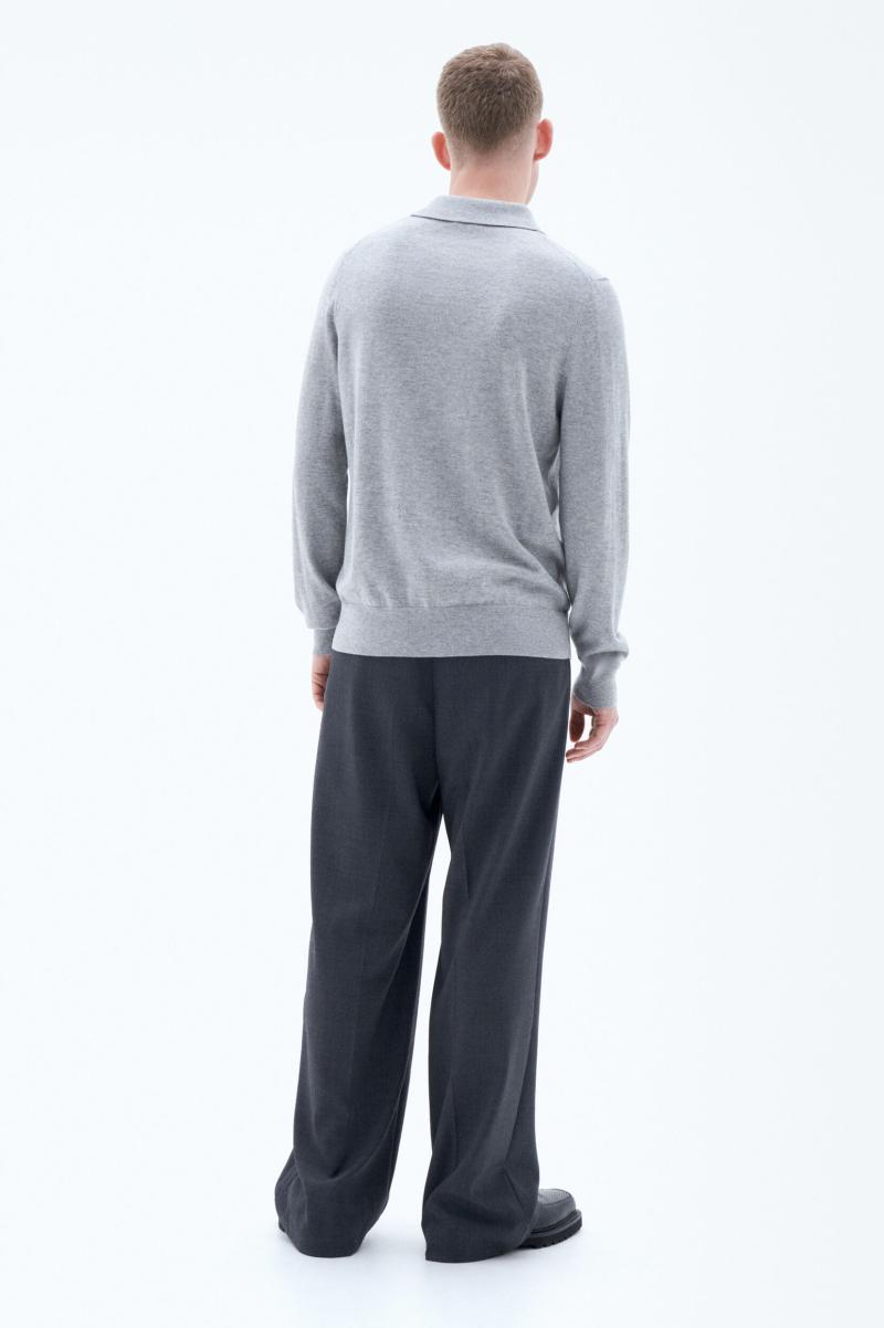 Knitwear Nieuw Filippa K Light Grey Melange Knitted Polo Shirt Heren - 3