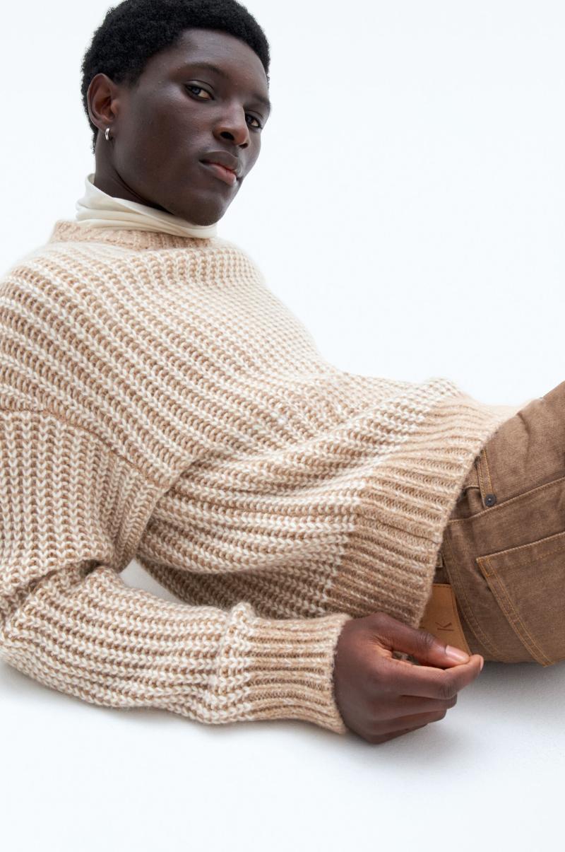 Filippa K Knitwear Tweekleurige Sweater Camel/White Heren Veilig Betalen - 3