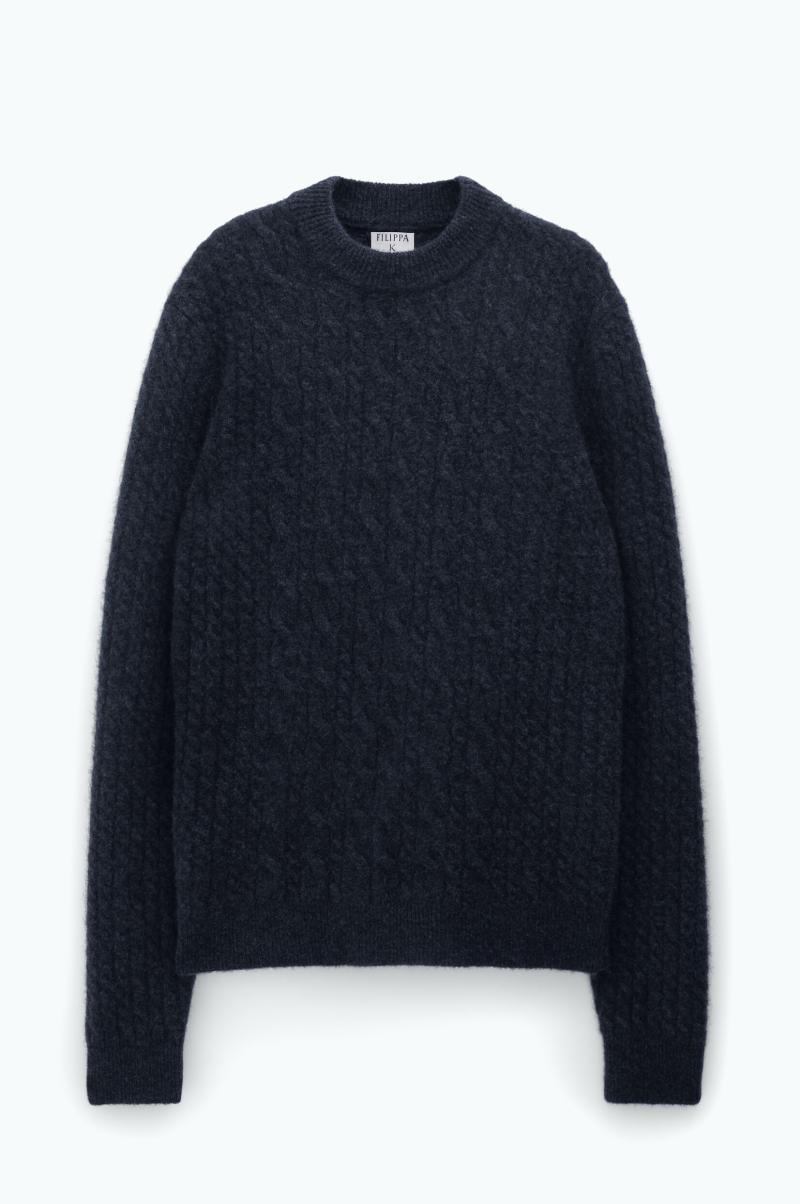 Knitwear Anthracite Melange Heren Gemakkelijk Filippa K Johannes Braid Sweater - 4