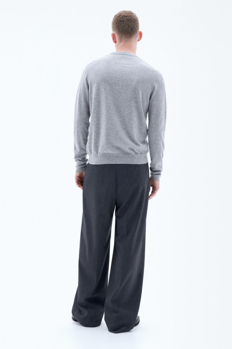 Heren Cotton Merino Sweater Filippa K Light Grey Melange Knitwear Winkel - 3