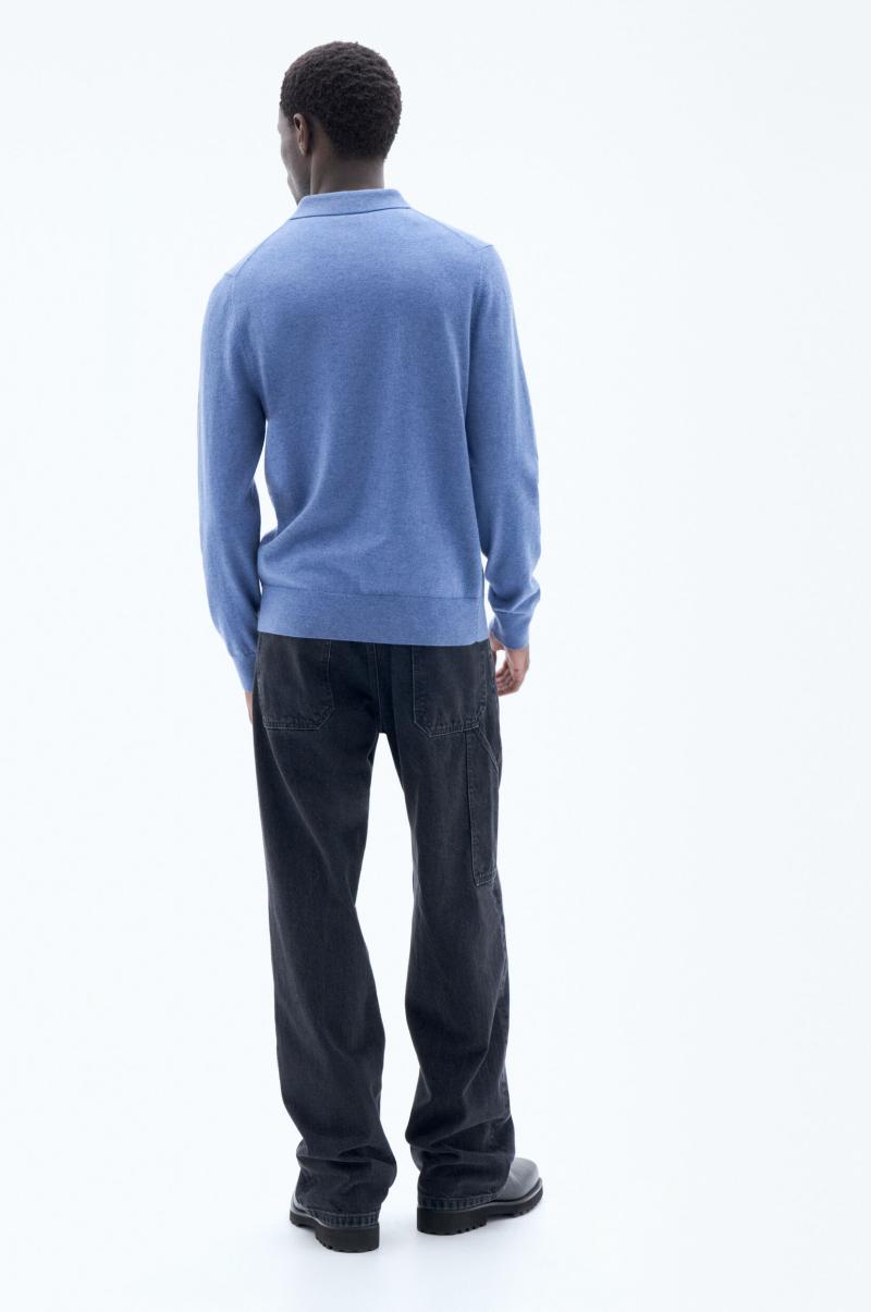 Heren Paris Blue Waarde Knitted Polo Shirt Knitwear Filippa K - 3