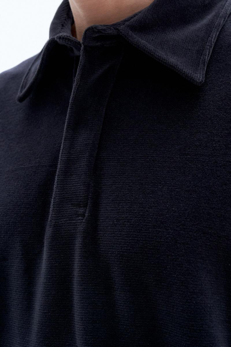 Heren Verrassend Filippa K T-Shirts Black Velours Polo Met Lange Mouwen - 1