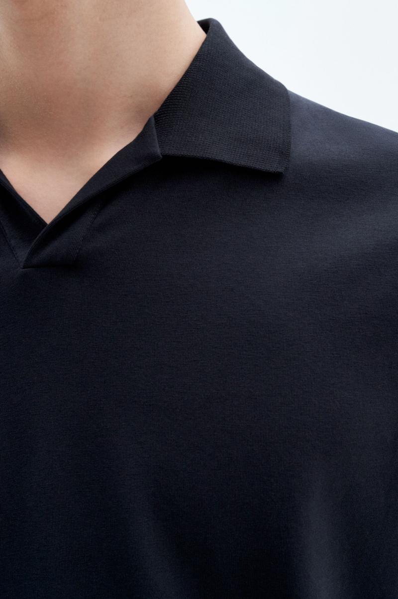 Filippa K Heren T-Shirts Beoordelingen Black Stretch Cotton Polo T-Shirt - 1