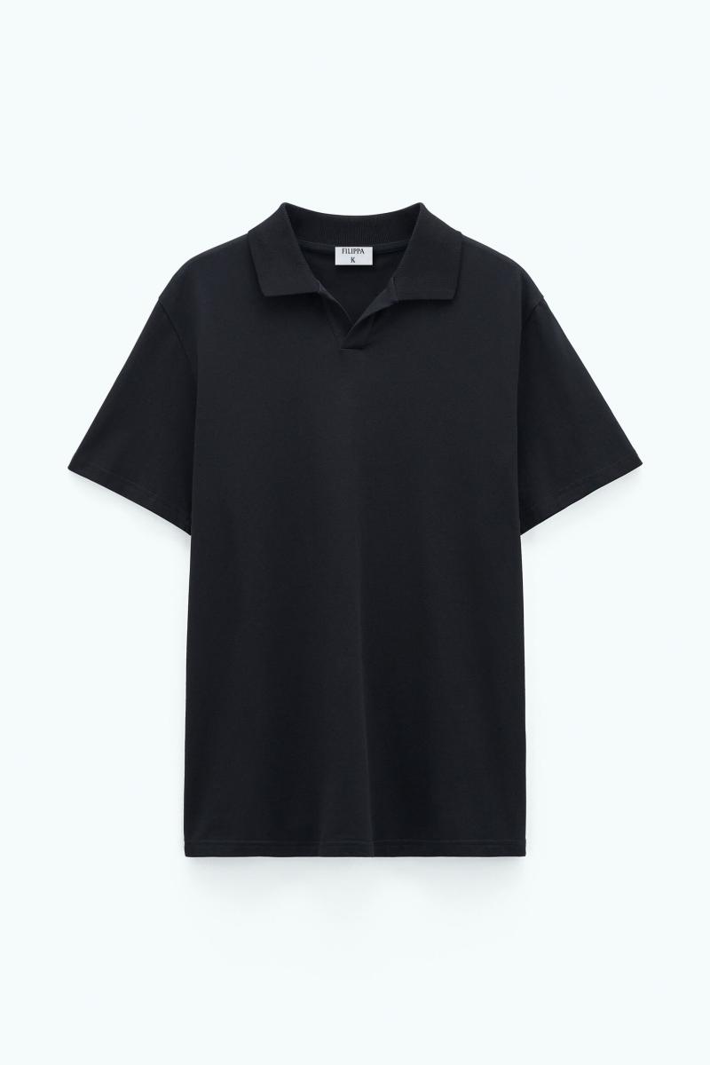 Filippa K Heren T-Shirts Beoordelingen Black Stretch Cotton Polo T-Shirt - 3