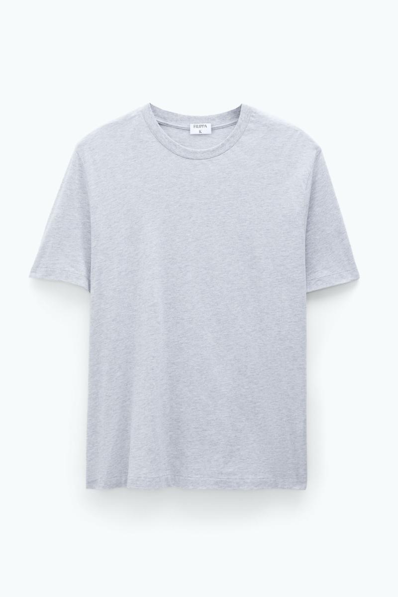 Filippa K Katoenen T-Shirt Met Stretch Light Grey Melange Opvallend T-Shirts Heren - 3