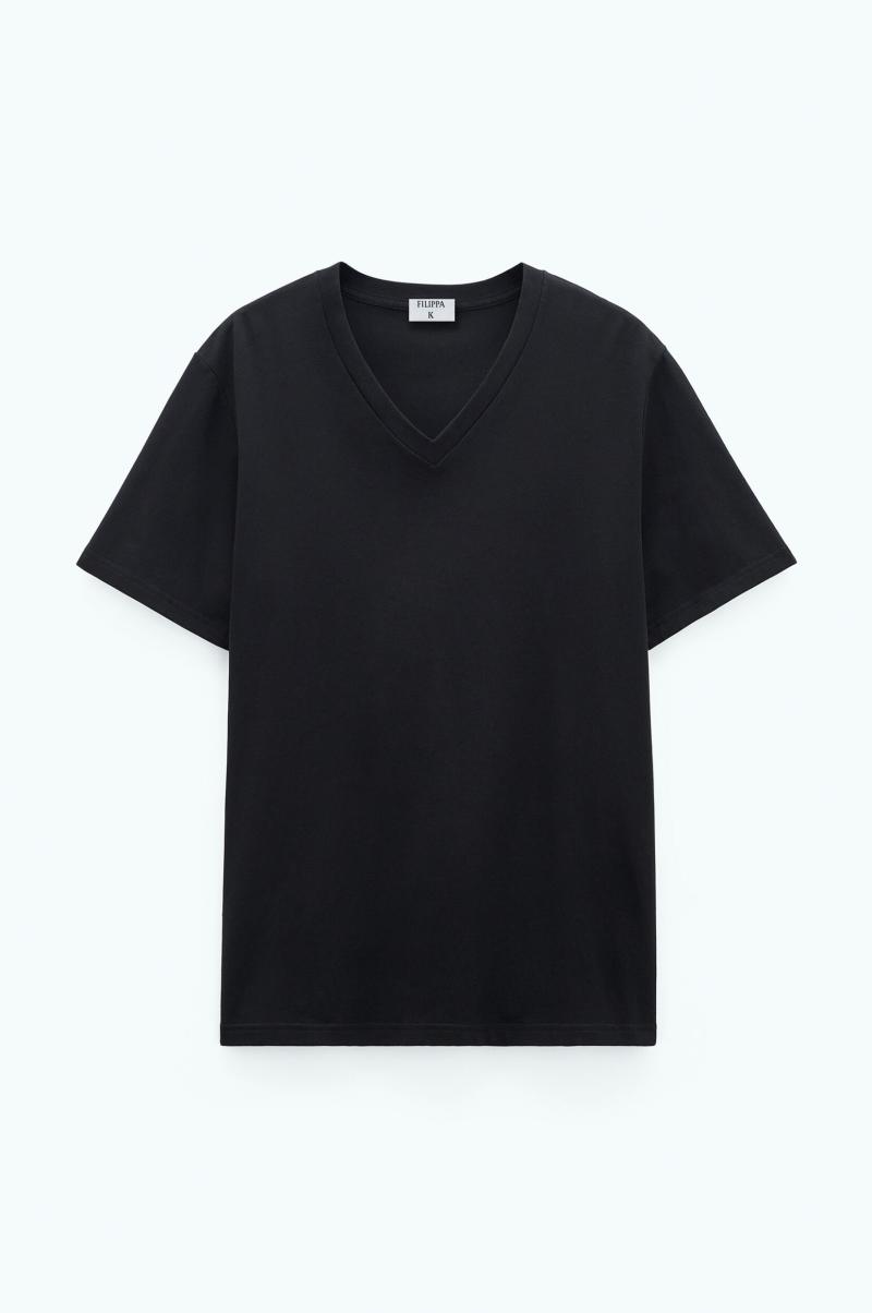 T-Shirts Black Heren Filippa K Stretch V-Neck Tee Formeel - 3