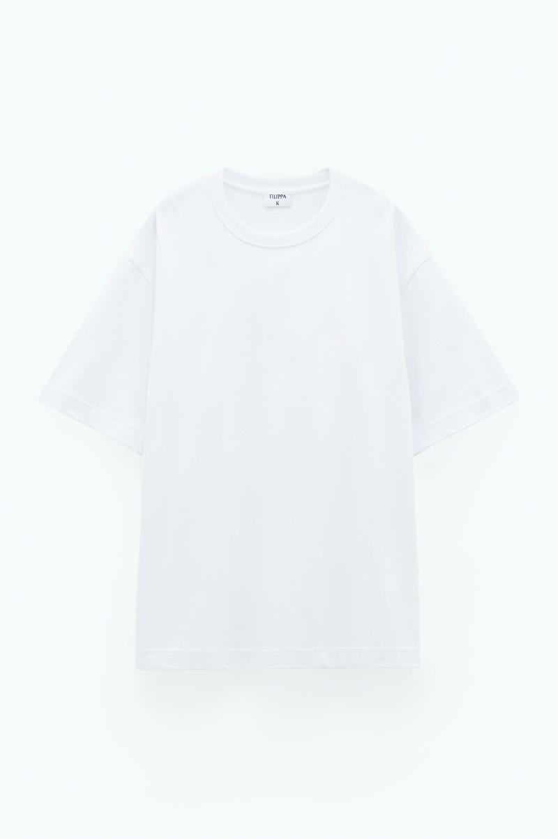 Casual Filippa K Heren Zwaar T-Shirt Met Ronde Hals T-Shirts White - 3