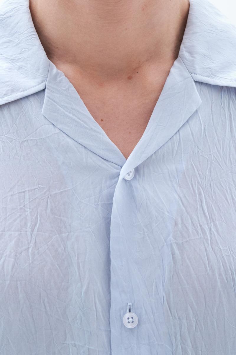 Vermindering Overhemden Filippa K Heren Gekreukt Resortshirt Ice Blue - 1