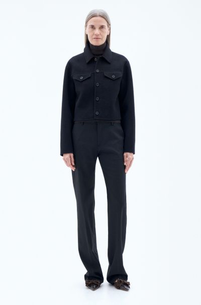 Buitenkleding Dames Filippa K Milieuvriendelijk Black Short Wool Cashmere Jacket