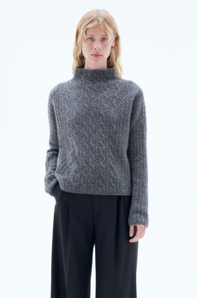 Mid Grey Melange Beoordelingen Knitwear Mika Braid Sweater Dames Filippa K