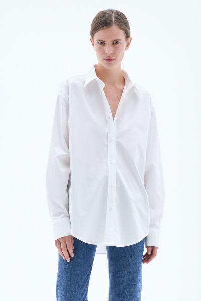White Dames Filippa K Duurzaam Overhemden Cotton Poplin Shirt