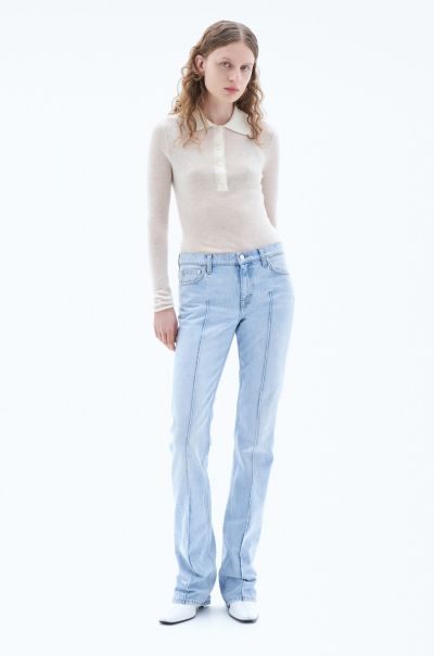 Geplooide Jeans Dames Denim Ongelooflijk Filippa K Light Blue