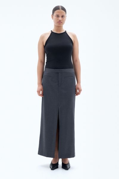 Rokken & Shorts Dames Filippa K Dk. Grey Mel. Speciale Aanbieding Long Tailored Skirt