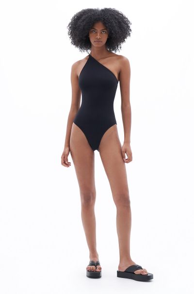 Black Badkleding Filippa K Asymmetric Swimsuit Verkoopprijs Dames