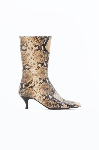 Betrouwbaar Dames Schoenen Enkellaarzen Met Vierkante Neus Printed Beige Snake Filippa K