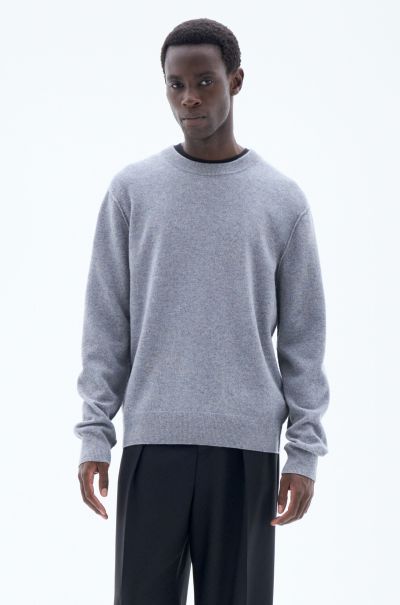 Filippa K Mid Grey Melange Heren Aanbieding 93 Inside-Out Sweater Knitwear