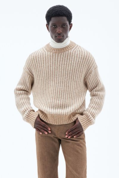Filippa K Knitwear Tweekleurige Sweater Camel/White Heren Veilig Betalen